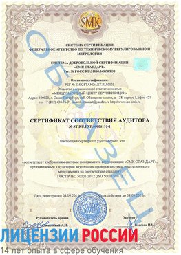 Образец сертификата соответствия аудитора №ST.RU.EXP.00006191-1 Новошахтинский Сертификат ISO 50001